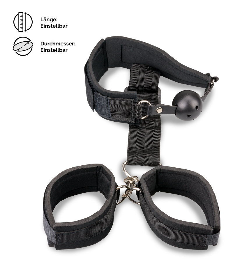 Set aus Ballknebel und Handfesseln