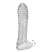 Laden Sie das Bild in den Galerie-Viewer, Transparentes gerilltes Penissleeve mit Vibration
