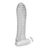 Transparentes gerilltes Penissleeve mit Vibration