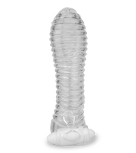 Laden Sie das Bild in den Galerie-Viewer, Transparentes gerilltes Penissleeve mit Vibration
