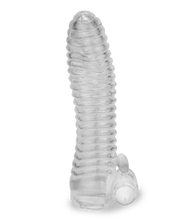 Laden Sie das Bild in den Galerie-Viewer, Transparentes gerilltes Penissleeve mit Vibration