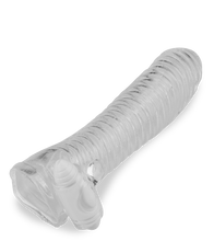 Laden Sie das Bild in den Galerie-Viewer, Transparentes gerilltes Penissleeve mit Vibration