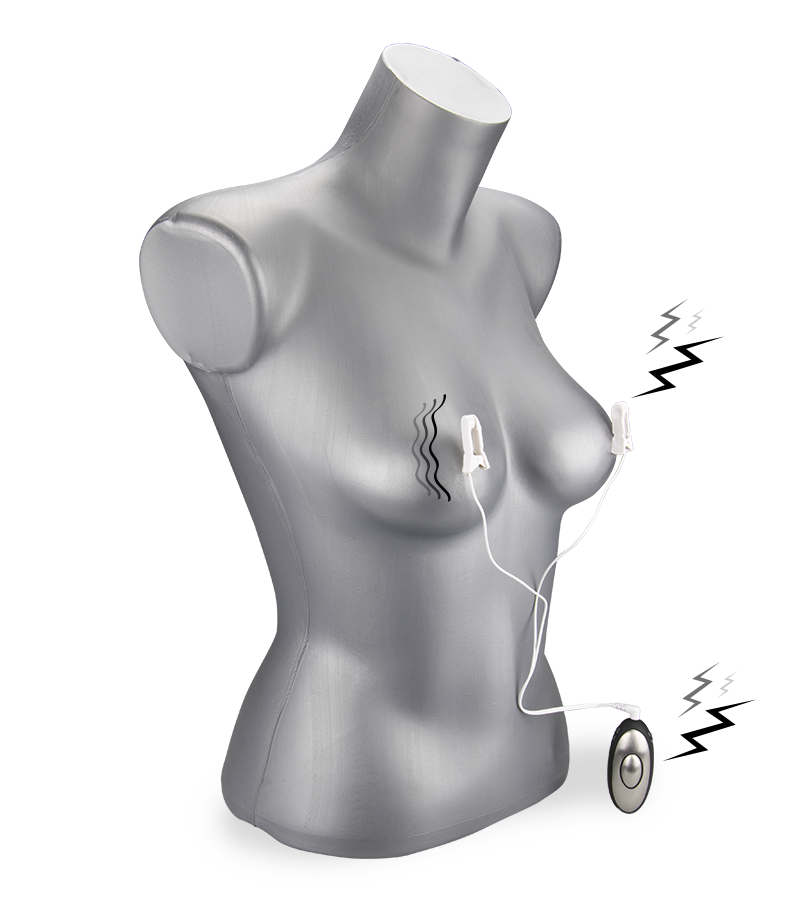 Zwei Klemmen für Elektrosex